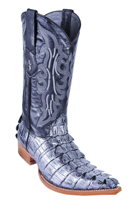 Los Altos Silver All-Over Crocodile Print Cowboy Boots 3952291.